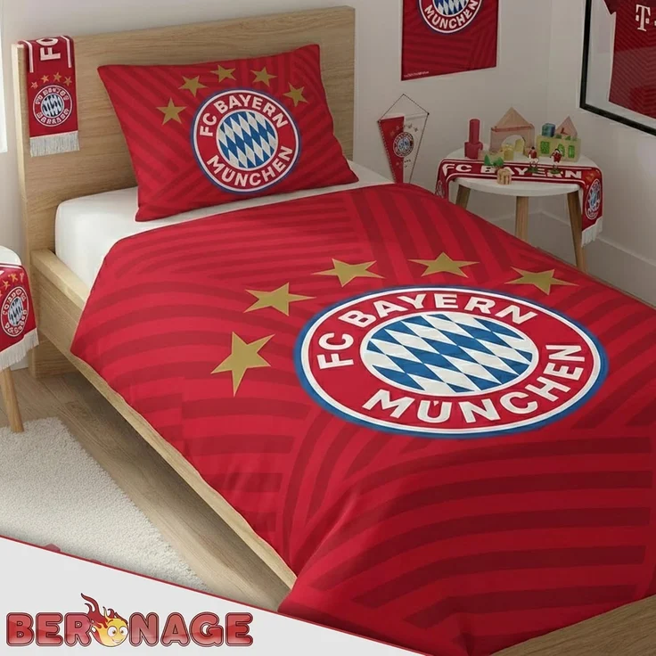 BERONAGE Wendebettwäsche FC Bayern München Bettwäsche " 5 Sterne Rot " Linon / Renforcé, Baumwolle, 2 teilig, 135x200 + 80x80 cm – Bild 4
