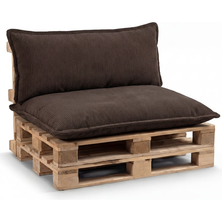 Gutekissen® Palettenkissen Glatte Kissen mit Paspel, Palettenauflagen Sitzkissen Rückenlehne Glatt PLL (Dunkelbraun, Sitzkissen 120x60)