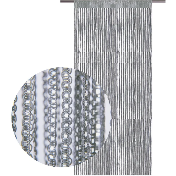 Fadenvorhang Lurex- Optik Fadengardine mit Stangendurchzug Türvorhang, attraktiv und modern in vielen verschiedenen Ausführungen erhältlich Anthrazit 90x200cm – Bild 2