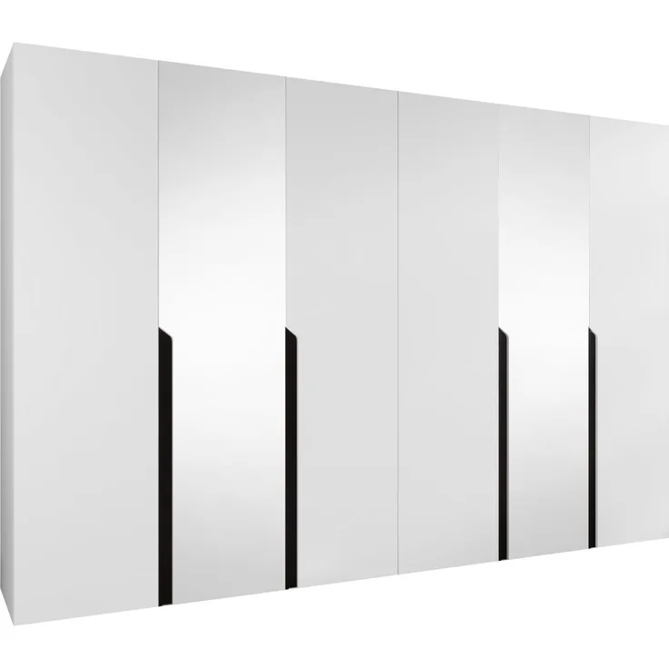 Kleiderschrank Veluna II 300 (Farbe: Weiß / Weiß + Schwarz)