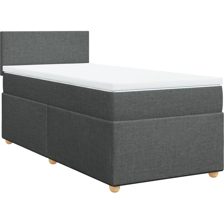vidaXL Boxspringbett mit Matratze Dunkelgrau 90x200 cm Stoff 3288857 – Bild 3