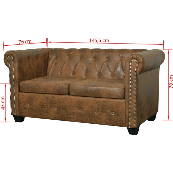 vidaXL Chesterfield-Sofas 2-Sitzer und 3-Sitzer Braun 274322 – Bild 9