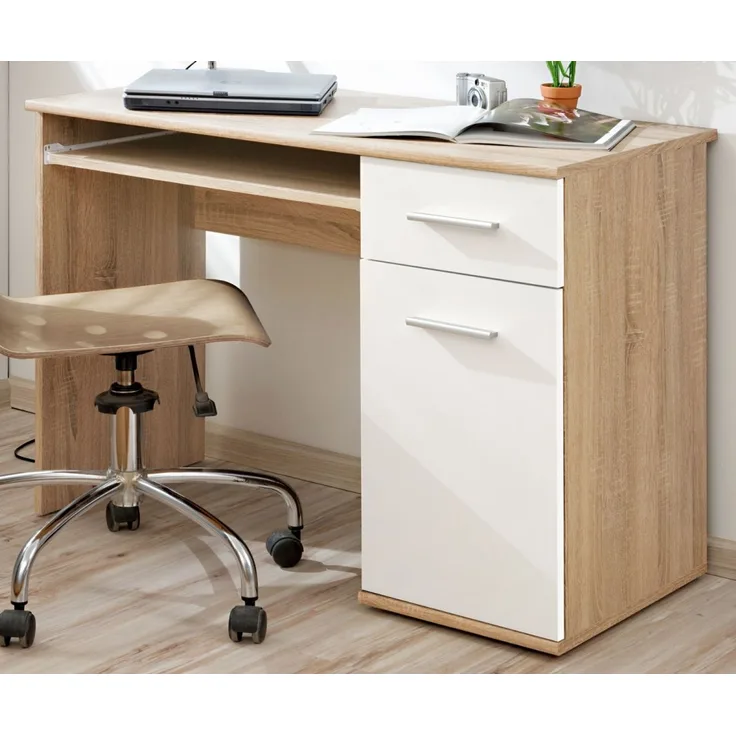 Schreibtisch Superior in weiß und Eiche 104 cm