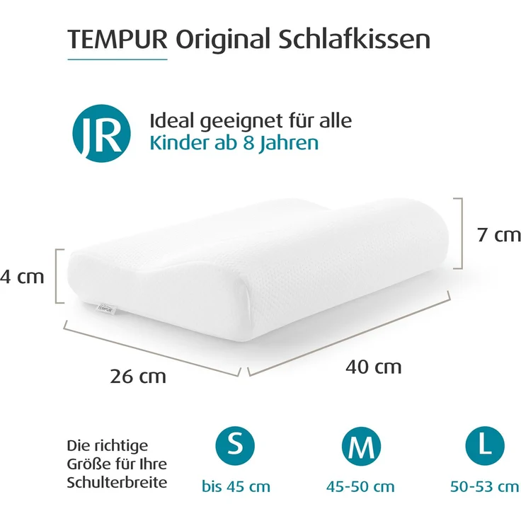 TEMPUR® Original Junior ergonomisches Kinder-Nackenstützkissen in 40 x 26 x 7/4 cm – Bild 1