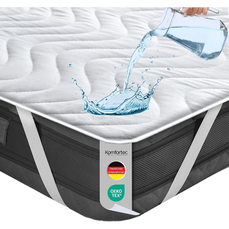 Matratzenschoner 100 g/m², 90x200, 120x200, 140x200, 160x200, 180x200 oder 200x200 cm Komfortec, 1 oder 2 Stück Wasserdichter Matratzenauflage