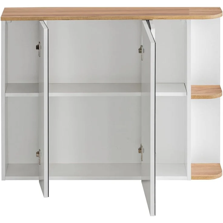 Badezimmer Spiegelschrank, CAMPOS-56 weiß mit Wotaneiche, B/H/T: ca. 94/71/20 cm – Bild 3