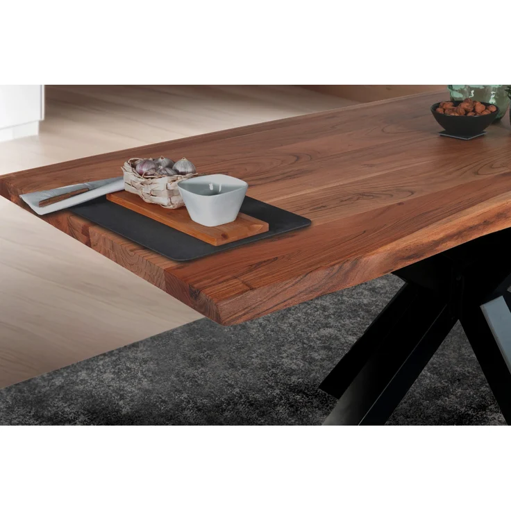 Esstisch Baumkante massiv Akazie Nussbaum 160 x 85 Spider-Gestell schwarz TIM 135768365 – Bild 3