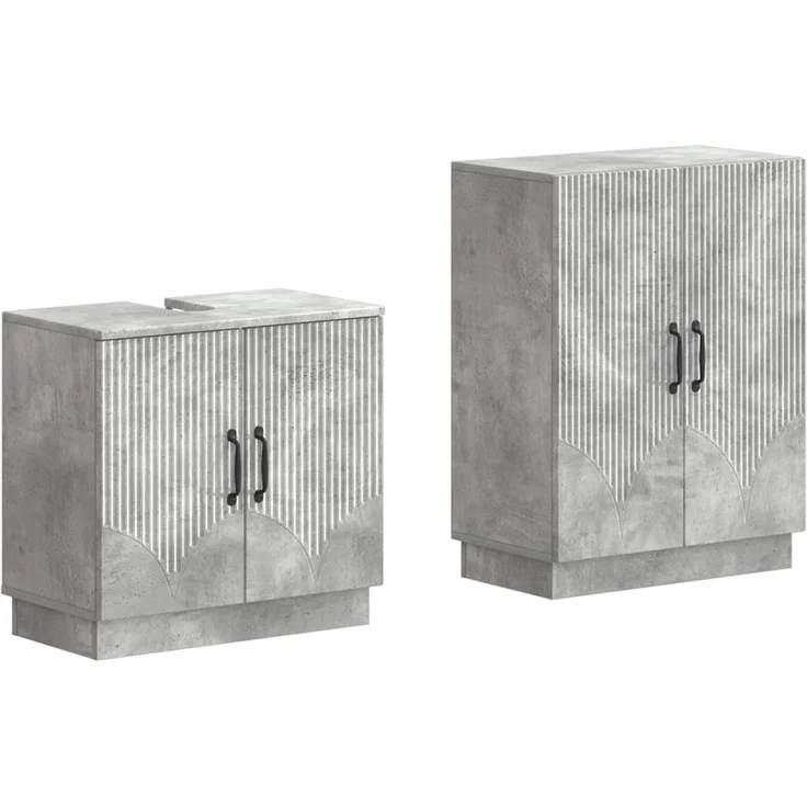 vidaXL 2-teiliges Badezimmer Schrank Set HOORN Betongrau Holzwerkstoff 3417633 – Bild 2