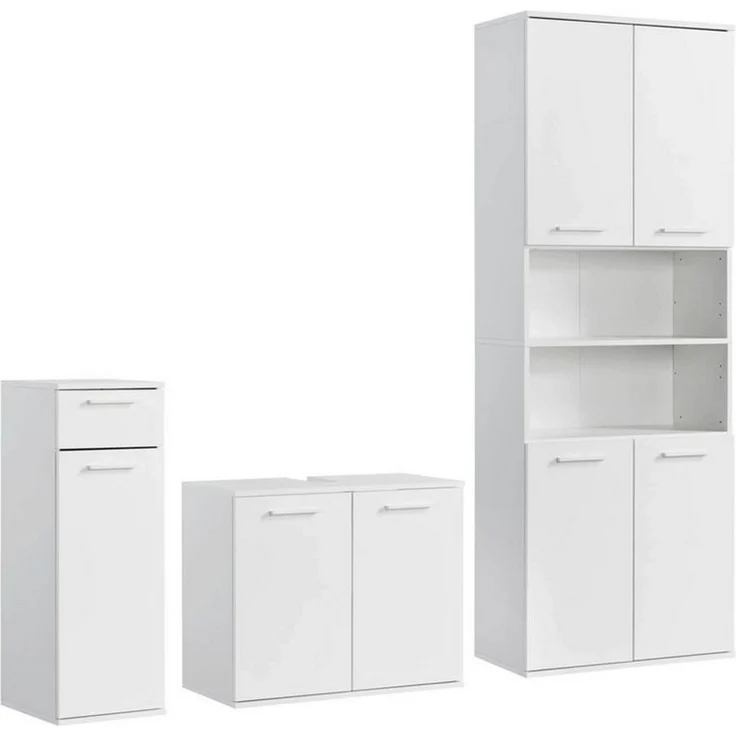 mokebo Badmöbel-Set Der Steuermann, (3-teilig), Made in Germany, Badezimmerschrank, Badschrank, Set in Weiß – Bild 1