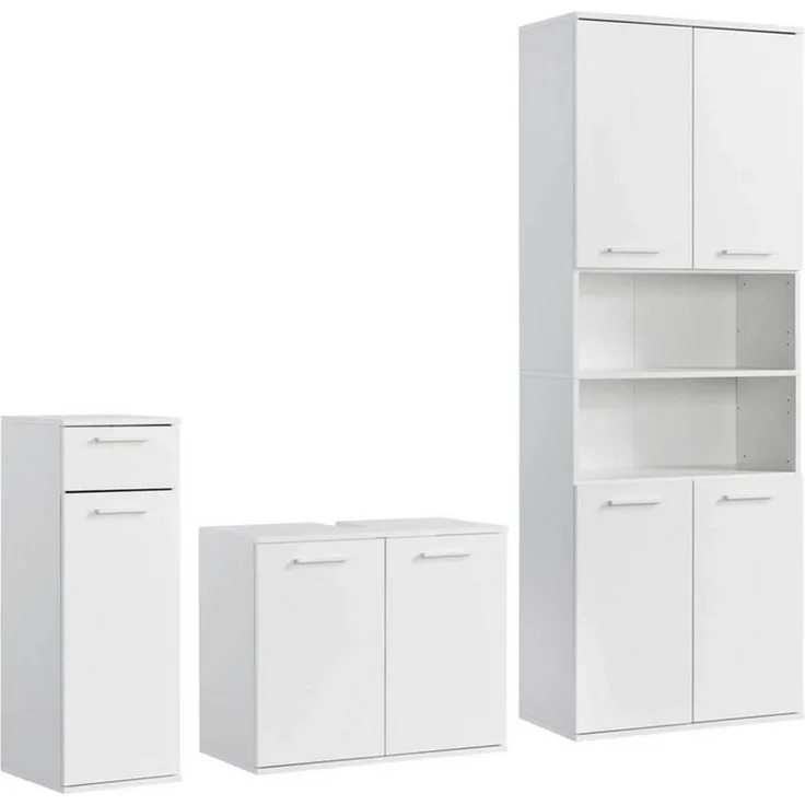 mokebo Badmöbel-Set Der Steuermann, (3-teilig), Made in Germany, Badezimmerschrank, Badschrank, Set in Weiß