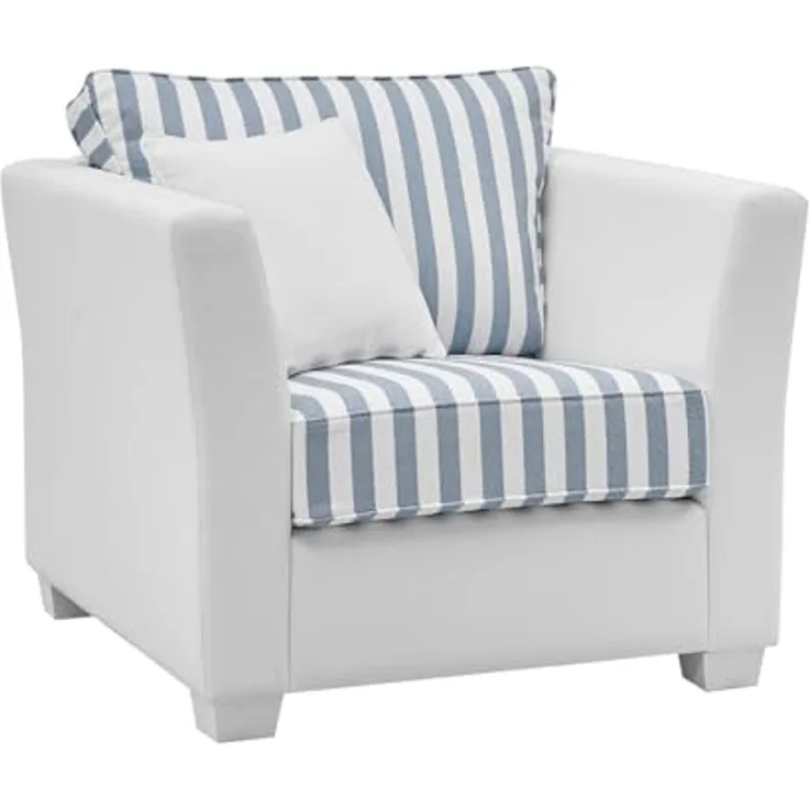 Sessel Hooge in creme und blau 95 cm