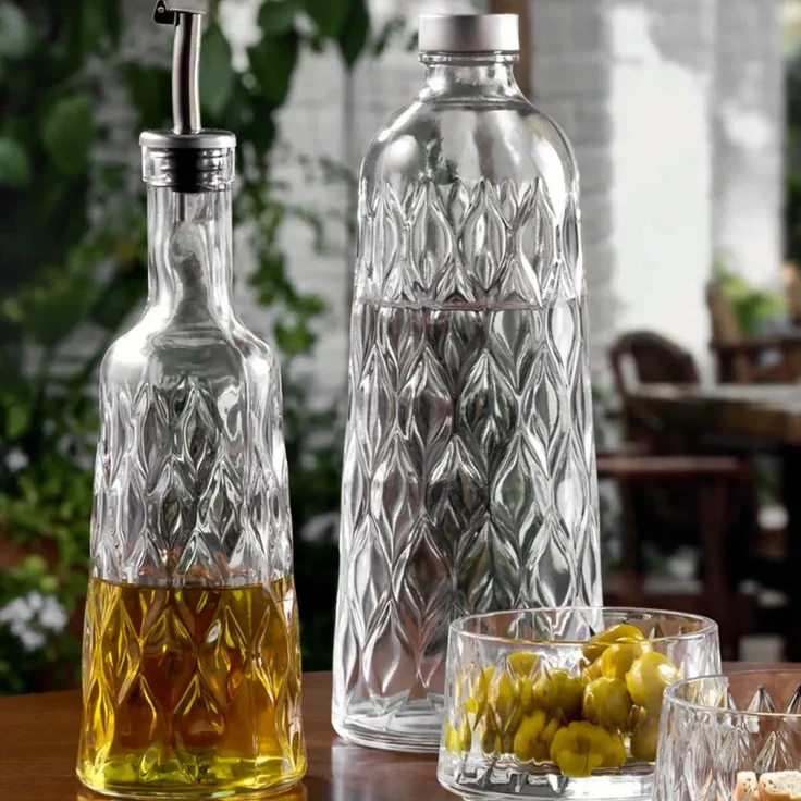 Pasabahce Leafy Glasflasche 1,035 L mit Deckel - Karaffe für Wasser & Säfte – Bild 4