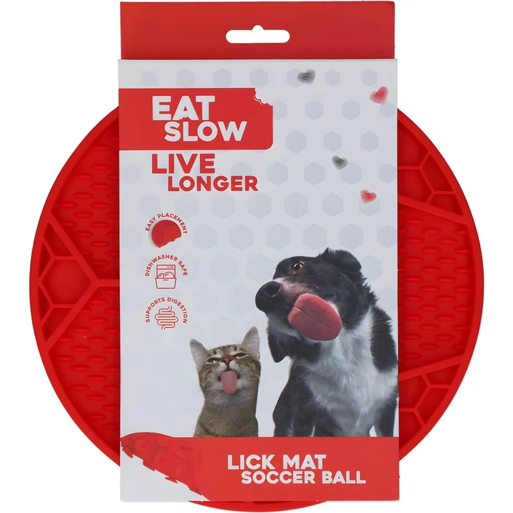 Eat Slow Live Longer Leckmatte Fußball rot – Bild 2