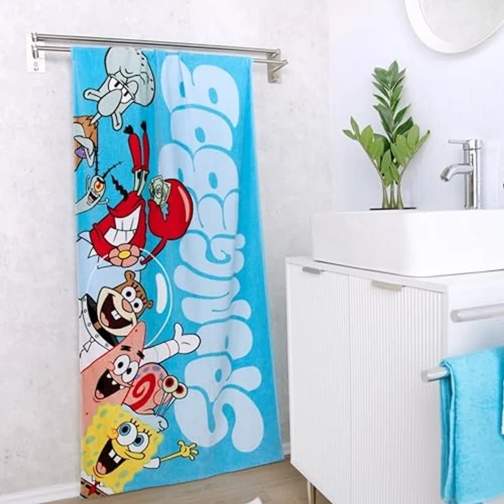 SpongeBob Velourstuch Badetuch Strandtuch 75x150 cm 100% Baumwolle – Bild 2