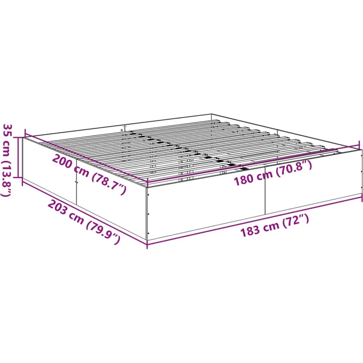 vidaXL Bettgestell Weiß 180x200 cm Holzwerkstoff 3280993 – Bild 10