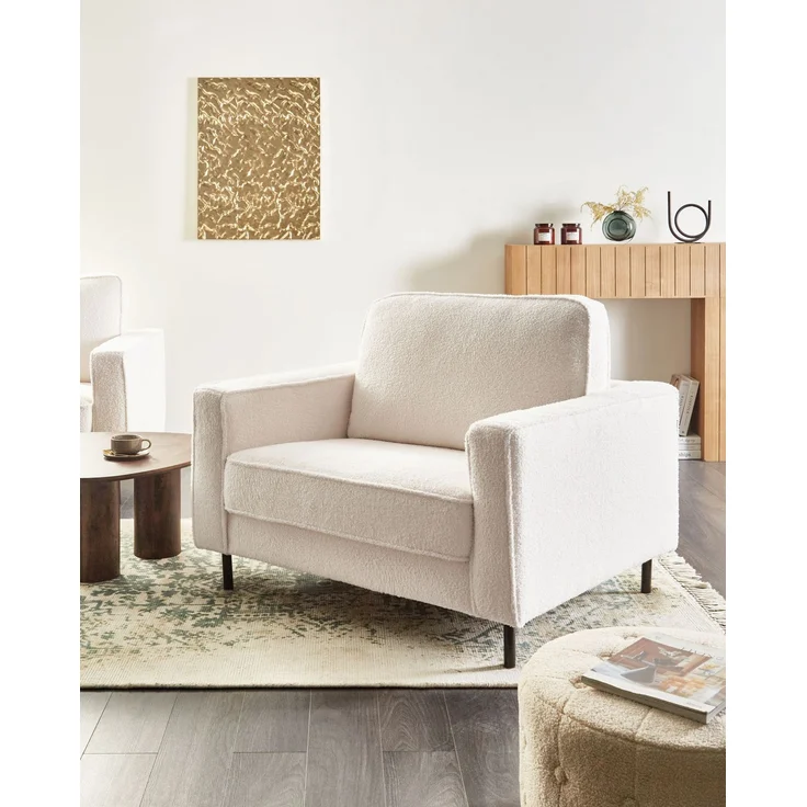 Sessel SAVALEN Bouclé Weiß – Bild 3