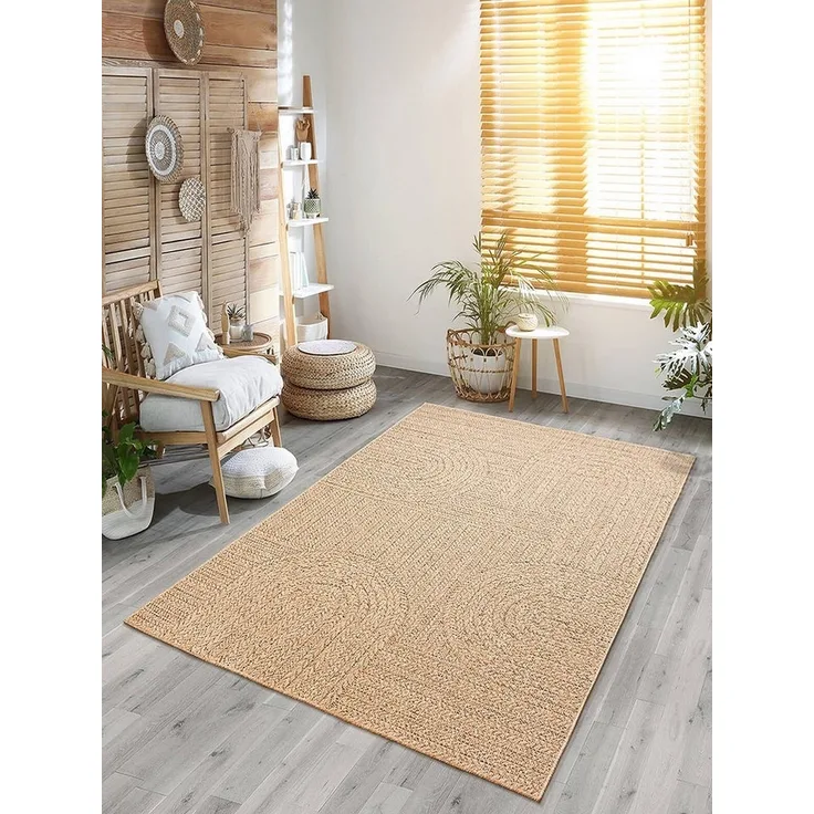 the carpet Teppich Kansas, rechteckig, Höhe: 1 mm, moderner robuster In und Outdoor Teppich Jute Look