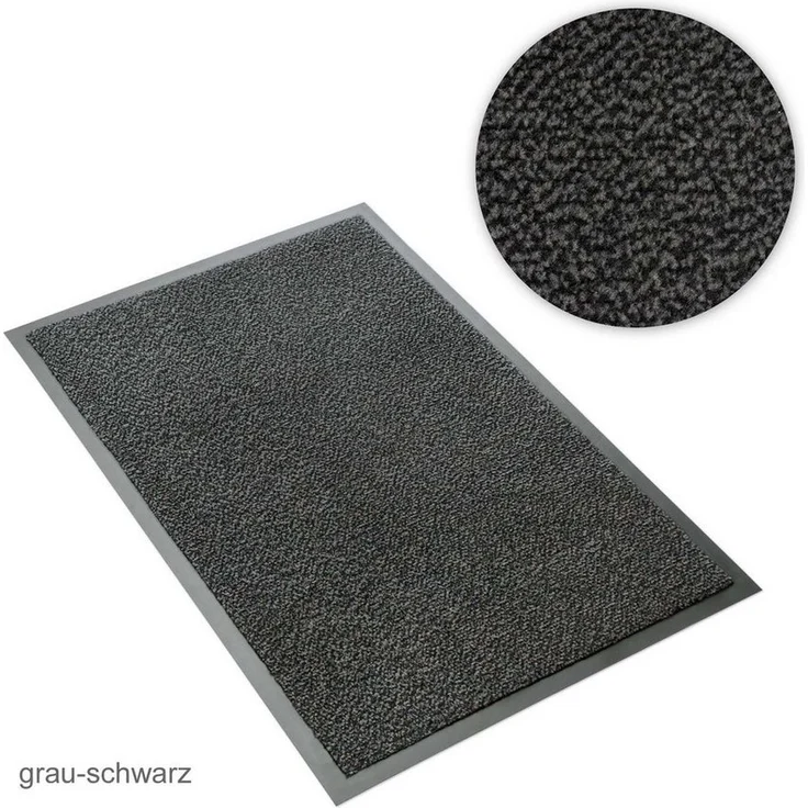 Metzker® Fußmatte Sauberlaufmatte grau-schwarz meliert 60 x 90 cm, rechteckig, Höhe: 7 mm, 60x90cm - grau-schwarz meliert – Bild 1