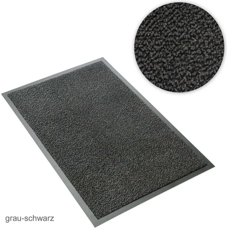 Metzker® Fußmatte Sauberlaufmatte grau-schwarz meliert 60 x 90 cm, rechteckig, Höhe: 7 mm, 60x90cm - grau-schwarz meliert