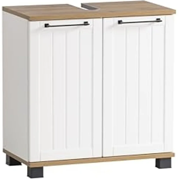 SCHILDMEYER Waschbeckenunterschrank Badschrank Unterschrank Jelda mattweiß Eiche