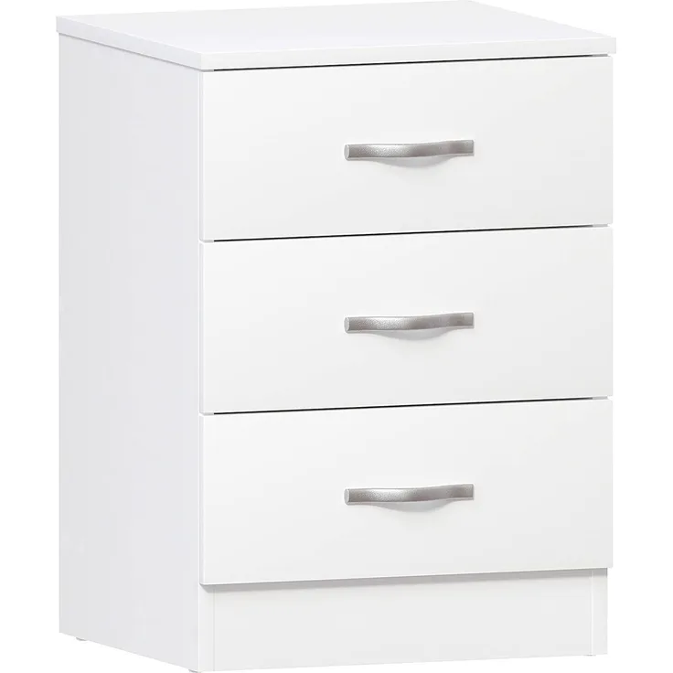 Vida Designs weiße Kommode Metallgriffen und Laufschienen, einzigartige Anti-Biege-Schublade, Schlafzimmer-Möbel von Riano, Hartfaserplatte, 3 Drawer, Weiß