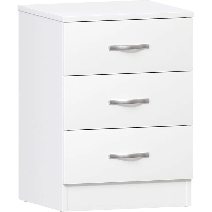 Vida Designs weiße Kommode Metallgriffen und Laufschienen, einzigartige Anti-Biege-Schublade, Schlafzimmer-Möbel von Riano, Hartfaserplatte, 3 Drawer, Weiß