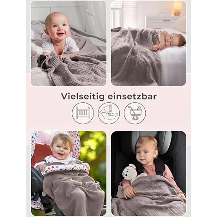 Babydecke Premium Musselin Babydecke 4-lagige Decke aus 100% Baumwolle, Laynenburg, Musselin Babydecke, Kuscheldecke oder Schlafdecke, Pucktuch, Spucktuch – Bild 6