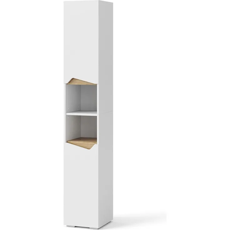 Badschrank Marelle Weiß/Artisan 30 x 180 cm mit Türen, und offenen Fächern Vicco