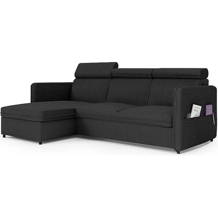 Ecksofa (mit Schlaffunktion und Bettkasten), 220 x 160 cm, mit komfortabler Sitzfläche und verstellbaren Kopfstützen – Bild 1