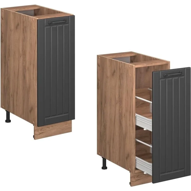Apothekerschrank Fame-Line Dunkelgrau 30 cm , AP Eiche Vicco – Bild 6