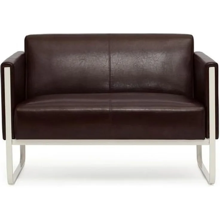 hjh OFFICE Lounge-Sofa 2-Sitzer Aruba Kunstleder Polstersofa Couch modern mit Metallgestell, 111 x 78 x 71 cm, Braun