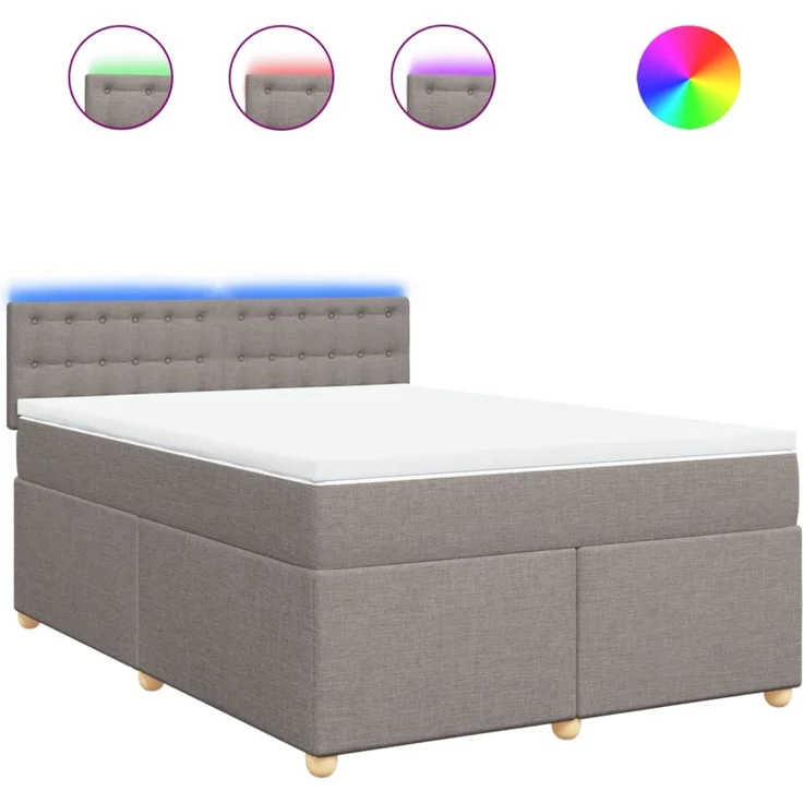 vidaXL Boxspringbett mit Matratze Taupe 160x200 cm Stoff 3289049 – Bild 2