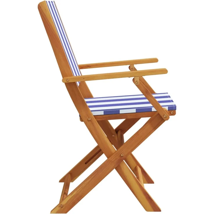 vidaXL Gartenstühle 2 Stk. Blau und Weiß Massivholz Akazie & Stoff 367674 – Bild 6