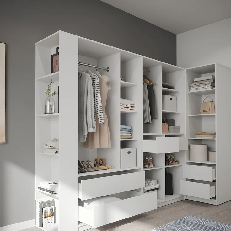 Kleiderschrank Elmo Weiß 50 x 200 cm 2er Set Vicco – Bild 5