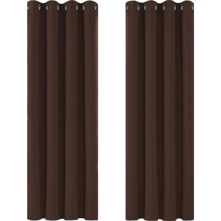 Deconovo Vorhang Blickdicht mit Kälteschutz Gardinen Kinderzimmer Verdunkelungsvorhang, 220x140 cm(HöhexBreite), Dunkelbraun, 2er Set