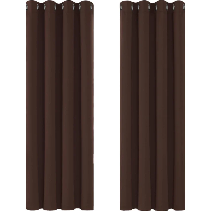 Deconovo Vorhang Blickdicht mit Kälteschutz Gardinen Kinderzimmer Verdunkelungsvorhang, 220x140 cm(HöhexBreite), Dunkelbraun, 2er Set