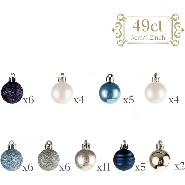 49er Weihnachtskugeln 3CM Kunststoff Christbaumkugeln Glänzend Glitzernd Matt – Bild 6