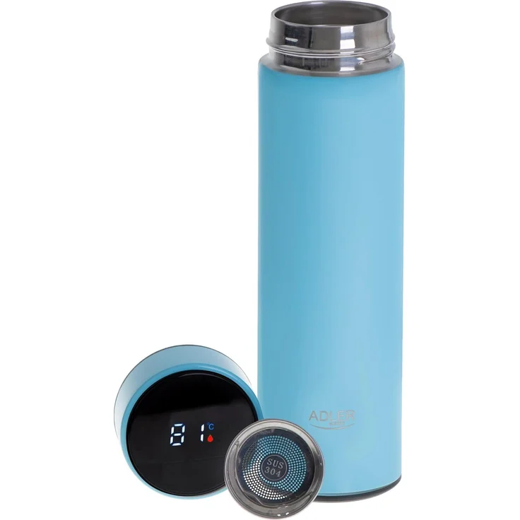 Adler AD 4506 Thermoflasche 473 ml, mit Temperaturanzeige & LED Touch-Display - Blau – Bild 4