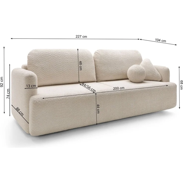 Selsey 'Lambina' 3-Sitzer Sofa mit Schlaffunktion und Bettkasten, Bouclé, Salbeigrün – Bild 4