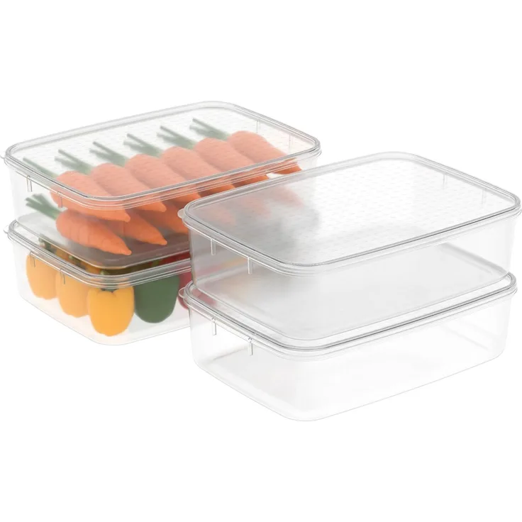 Cetomo 3.5L*4 Gefrierbehälter, Frischhaltedosen, Vorratsdosen mit Deckel, Behälter zum Einfrieren fur Kühlschrank, Gefriergeeignet, Mikrowellengeeignet, BPA-freier Kunststoff, Klar, 3.5L-4er Set