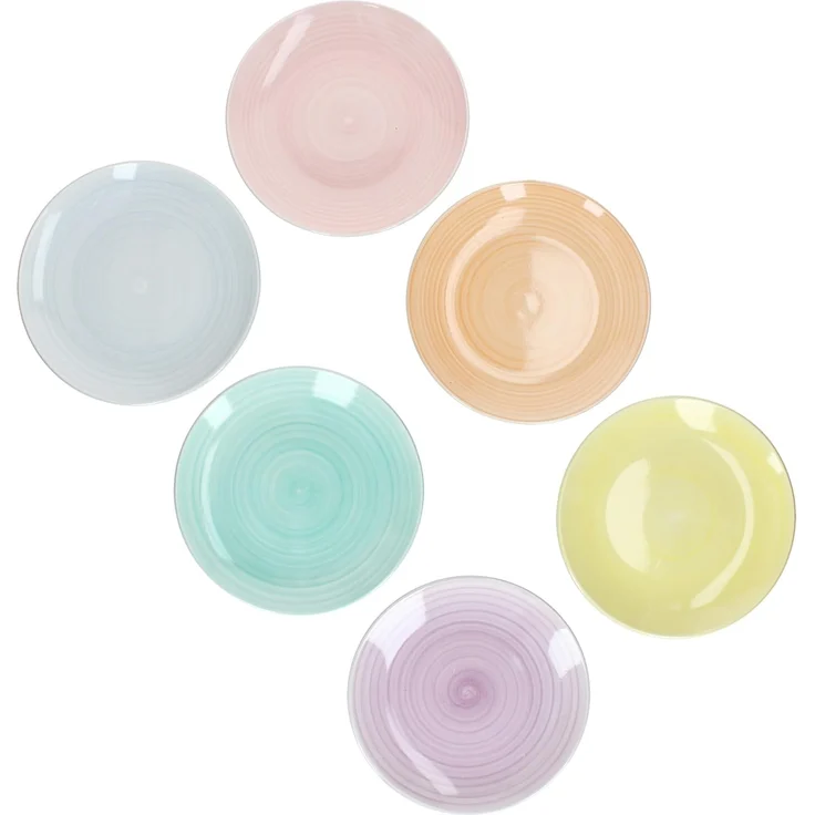 MamboCat Frühstücksteller Pastello 6er Set Kuchenteller Steingut 6 Pers bunt Dessert-Teller – Bild 2