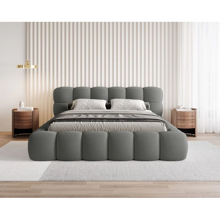 Chilly Möbel Polsterbett Stone Dunkelgrau Bouclé Stoff 200x200 cm mit Stauraum Quelle 92 – Bild 3