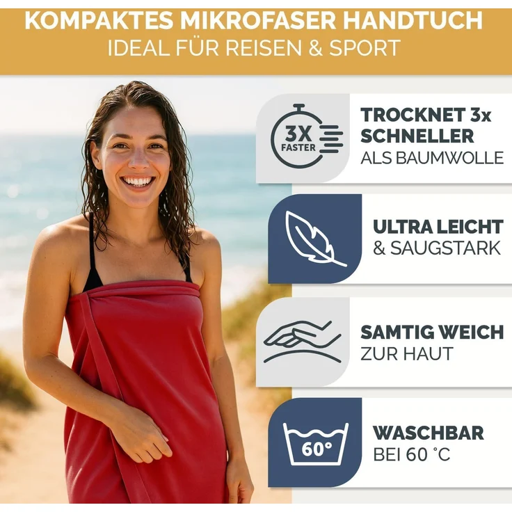 Blumtal Sporthandtuch Mikrofaser Handtücher Set, Mikrofaser (2-St), Ultra leicht, kompakt & schnelltrocknend – Bild 2