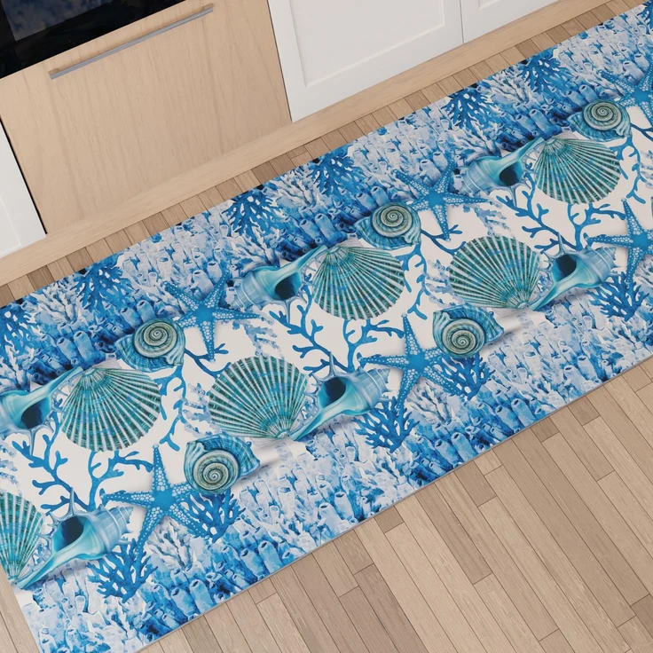 PETTI Artigiani Italiani Teppich für Küche 52x140 cm Corallo Blu