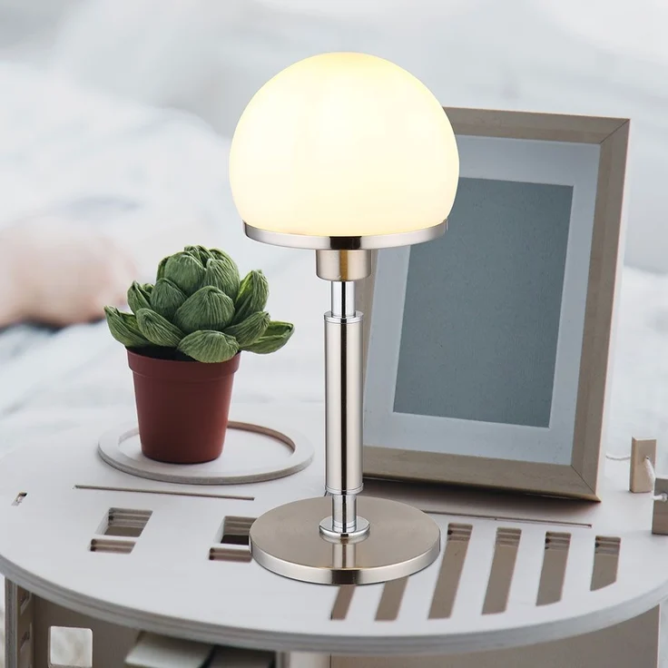 Tischleuchte, Pilz Design, Glas, opal, H 40 cm – Bild 5