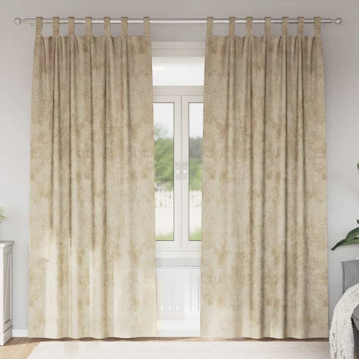 vidaXL Samtvorhänge 2 stk. Creme 225 x 140 cm Samt 4107735 – Bild 1