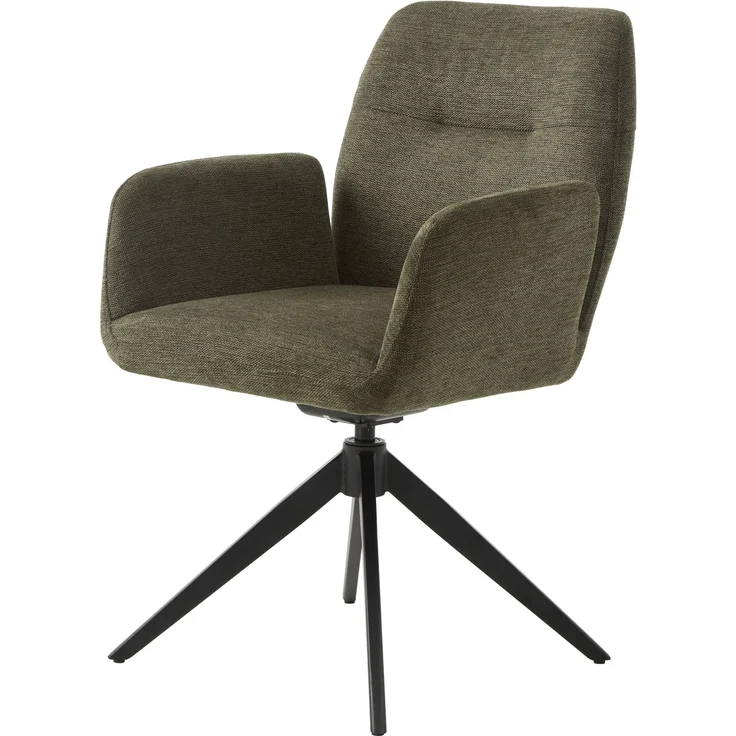 Armlehnstuhl >ROXANA< drehbar, Wipp-Relax-Funktion, Olive, Stoff-Brego - 57,5x88x62cm (BxHx) – Bild 2