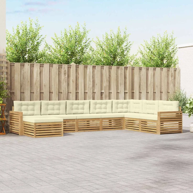 vidaXL Outdoor-Sofagarnitur 8 stk. 7-Sitzer Weiß und Creme 3390970 – Bild 1