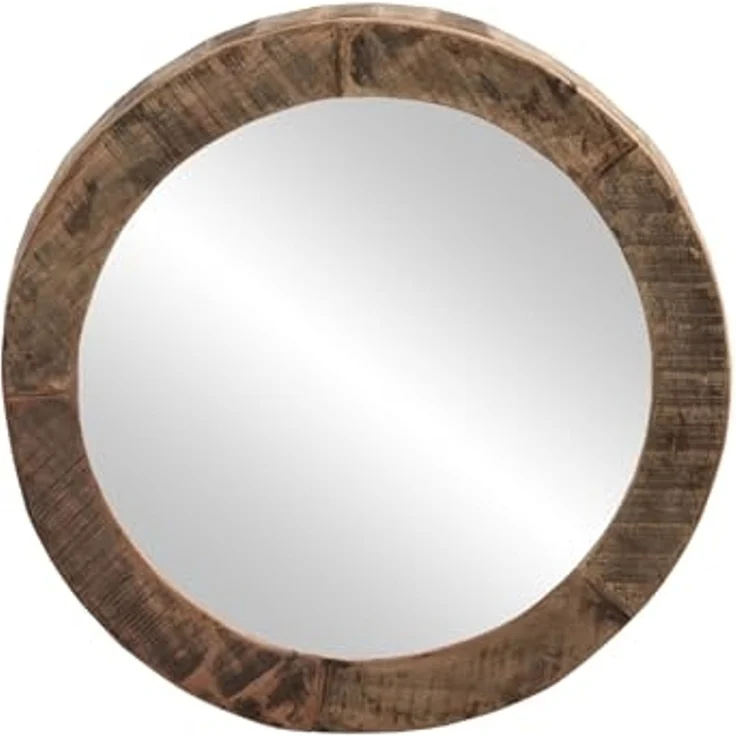 Rustikaler Wandspiegel rund 60x60 cm aus recyceltem Altholz – Stilvolles Unikat für Flur oder Bad - massivum – Bild 6