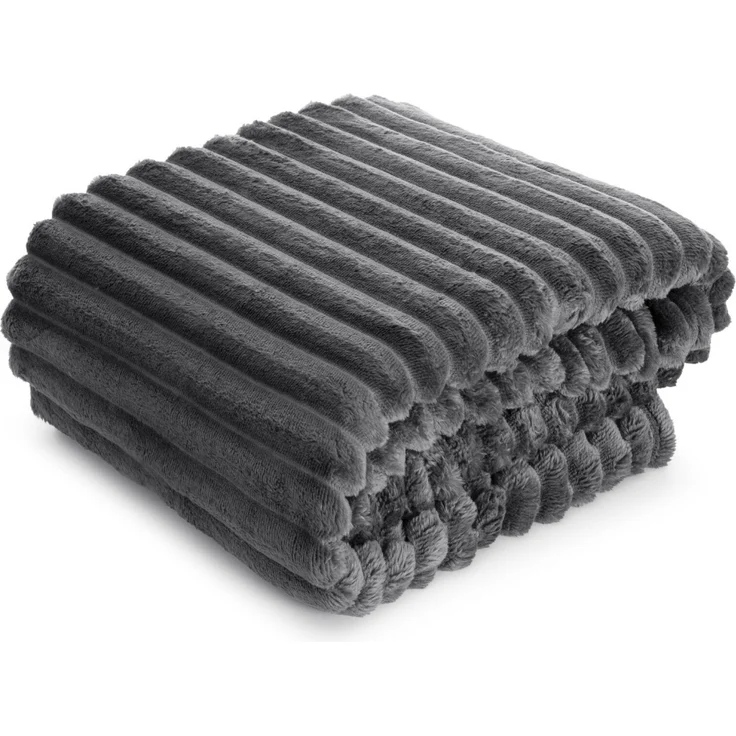 Wohndecke SOFT Design91 Streifen Steppung Gestreifte Decke Gesteppte Sofadecke 70x160 cm stahl – Bild 1